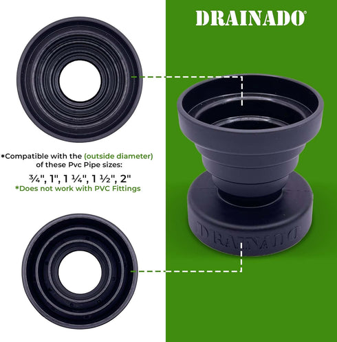 Multi Vacuum Hose to PVC Pipe Adapter - Effortlessly Unclog A/C Drain Lines - Compatible with Various Sizes, No More
