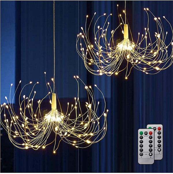 HEAGEERO Outdoor Battery Operated Chandelier 2 Pack, Firework Lights Starburst Light 180 LEDs,