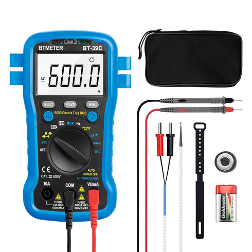 BTMETER BT-39C True RMS Multimeter, Auto Range Digital Avometer 6000 Counts Accurate Measures