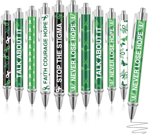 Yeaqee 48 Pcs Motivational Mental Health Awareness Retractable Ballpoint Pens, 1.0 mm Black Ink for Office Charity