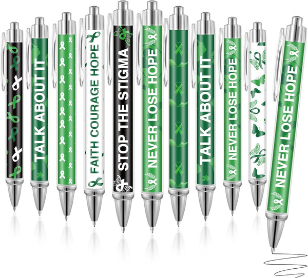 Yeaqee 48 Pcs Motivational Mental Health Awareness Retractable Ballpoint Pens, 1.0 mm Black Ink for Office Charity