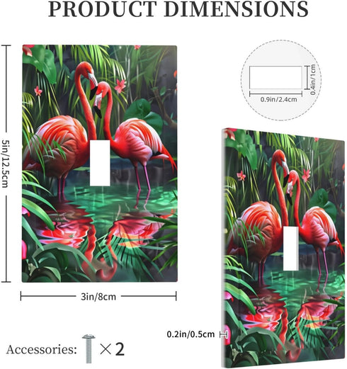 haigof 1 3 5 Inch Jungle Flamingo Light Switch Cover Wall Plate Gang Single Plates Print Faceplate Home Decor X