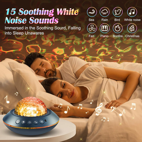 Projector,360 PIKOY Galaxy Projector for Bedroom, White Noises & Bluetooth Night Light Full Coverage Ceiling Projector