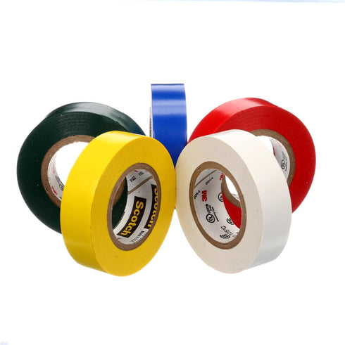 Scotch Vinyl 35 Electrical Tape, 5 Rolls, Multi-Color Pack for Cable Jacket Repair & Electrical Insulation