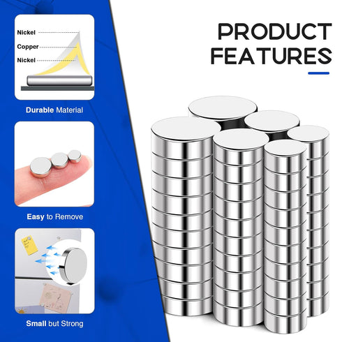 Rare Earth Magnets 180Pcs, 3 Different Size Small Neodymium Magnets, Mini Round Fridge Magnets for Crafts