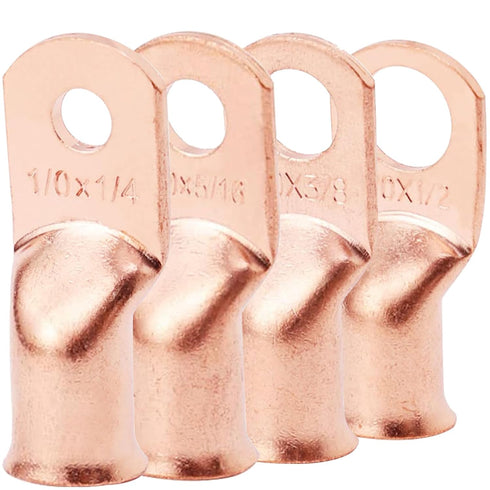 10PCS Heavy Duty Battery Lugs, 1/0AWG 5/16in M8 Battery Cable Ends Ring Terminals, Electrical Connectors