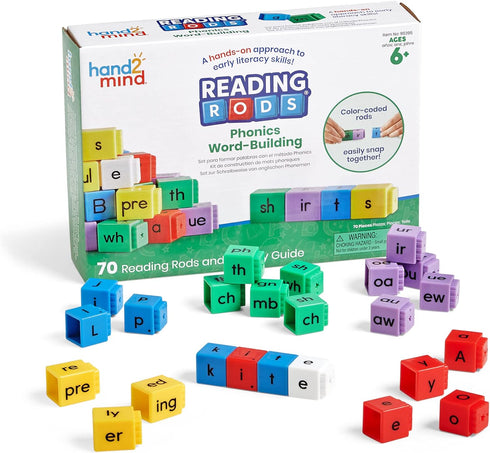 hand2mind Reading Rods Phonics Word-Building, Word Building Activities, Spelling Toys, Montessori Alphabet