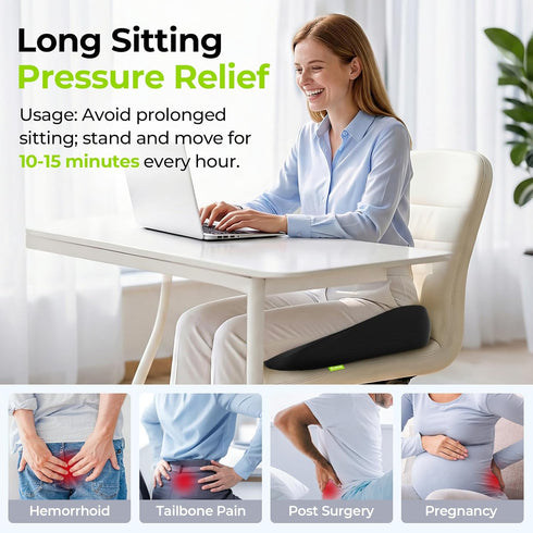 Tailbone AUVON Innovative Donut Pillow Hemorrhoids Scientific Center Hole and Cutout, Orthopedic Pain Relief Donut Seat