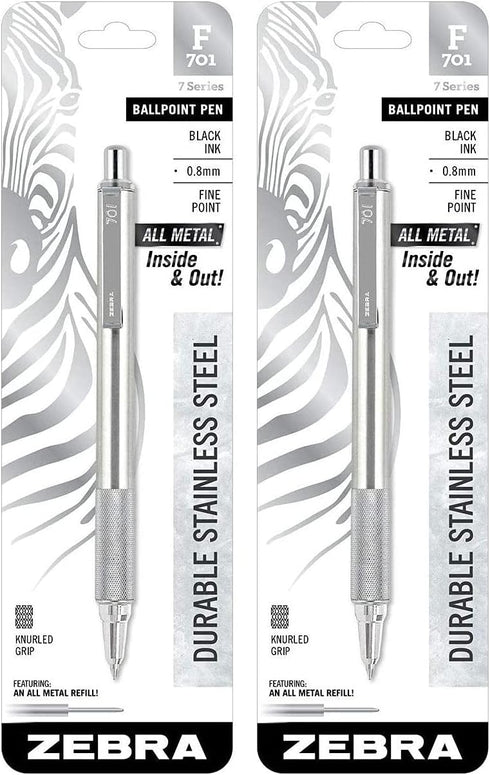 Zebra Pen F-701 Fine Point Ballpoint Retractable Pen, Black (Pack of 2)