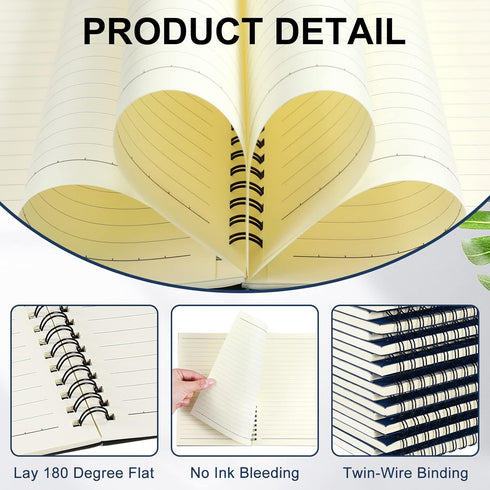 Yahenda Spiral Notebook Bulk A5 College Ruled Journals, 8.3 x 5.5 Inch Notebooks for Office School Supplies