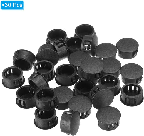 PATIKIL 18mm Plastic Hole Plugs, 30Pcs Round Hole Plugs Cover for Table Kitchen Cabinet Furniture, Black