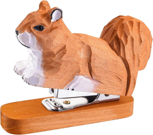Yoption Wooden Animal Stapler, Squirrel Desktop Stitcher Handmade Wood Carving Statue Sculpture for Children School Office Stationery, includes 1000 Staples (Squirrel) by Yoption