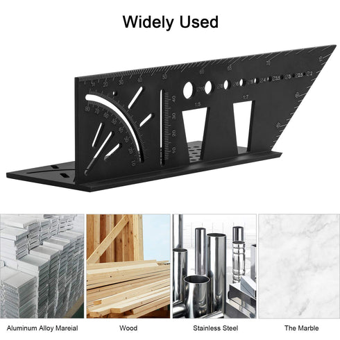 Woodworking Carpenter Square Rule, Baowox 3D Aluminum Alloy Angle Measuring Tool for Engineers and Carpenters
