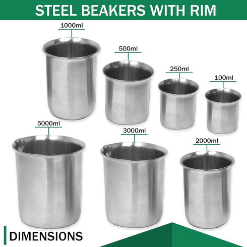 Stainless Steel Low-Form Beaker, 250ml Industrial-Grade Chemistry Lab Equipment for Liquids & Solids