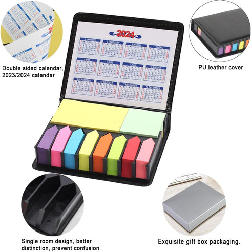Sticky Notes Tabs for Page Markers, 2000 Pieces Arrow Index Page Flags with PU Box for Annotating Books