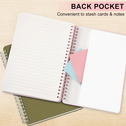 Lined Spiral Journal Notebook - A5 Hardcover Leather, 5.7''×8.2'', 100GSM Thick Paper, Spiral Bound for Women & Men