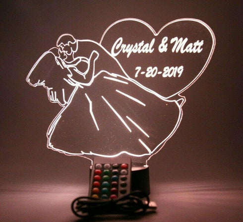 16 Wedding Couple Heart Love Night Light Up Lamp LED Stand Engraved Table Lamp Custom Engraved Room Decor Featuring