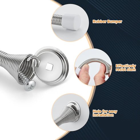 Ravinte Door Stoppers, 18 Pack Satin Nickel Spring Door Stops with Rubber Bumper for Bottom of Door