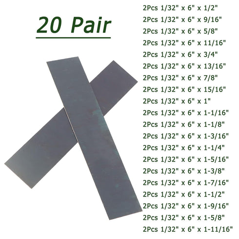 20 Pair Machinist Parallel Block Tool Set - 1/32 x 6, 0.0001 Parallelism, 1/2 to 1-11/16 Alloy Steel