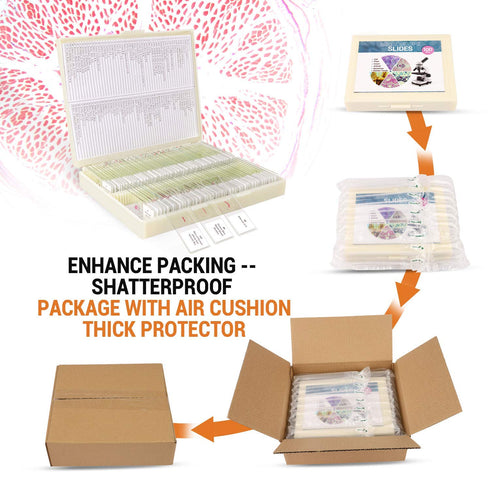 100Pcs Prepared Microscope Slides Set, Professional Specimens for Kids and Student Homeschool Use