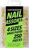 Nail Assortment 250-Pieces, 4 Sizes Assorted Nails Kit for Wood and Drywall, Brass Plated Finish
