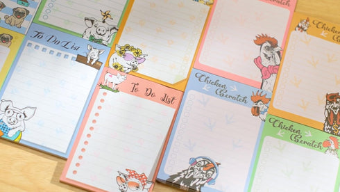 Funny Animal Sticky to Do Notepad, 4 Pads, Chicken Hens Dogs Cats Pigs Lover Gifts, 4 x 6'' (Hummingbird)