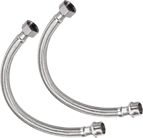 Faucet Supply Line Connector (400mm/16") 2Pcs, 304 Stainless Steel Water Supply Hose Connector.