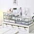 Desk Drawer Organizer, Stackable Plastic Storage for Office Supplies, Clear 2 Compartment Desk Organizer Box