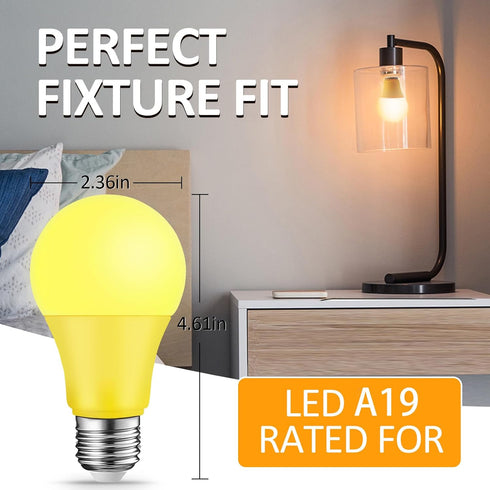 Bug Light Bulbs LED Yellow Light Bulb, 9W (6W Equivalent), E26 Base Amber Bug Light for Outdoor