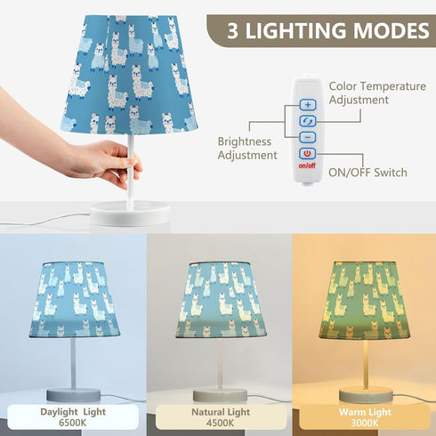 3 Bedside Lamp Alpaca Blue Table Lamp for Bedroom Desk Lamp with USB Port LED Nightstand Color Temperatures