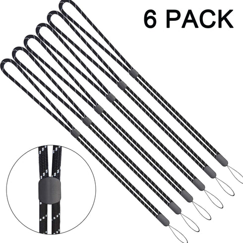 Lanyards 6 Pack Adjustable Neck Lanyard, Black Straps for ID Badge Holder, Keys, Office, Cruise
