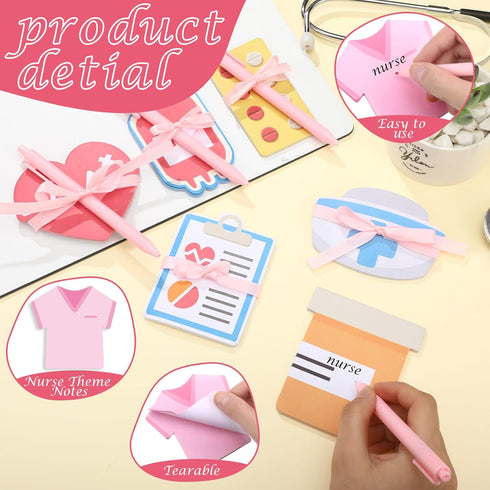 Eaasty 24 Packs Nurse Notepad with Pen, Mini Funny Nurse Sticky Note, 2024 Nursing Student Essential Gift