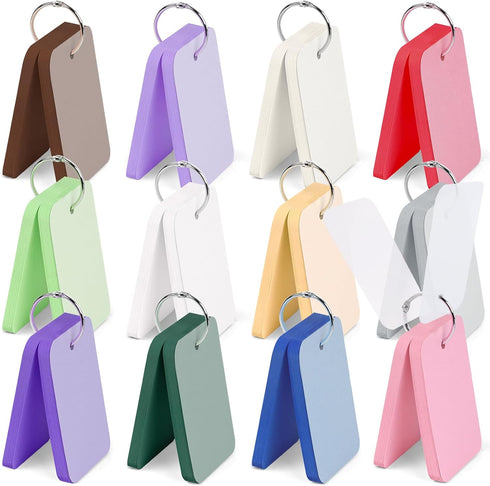 Koogel 600PCS Index Cards with Rings and Covers, 3.5 x 2.2 Inch Blank Index Cards in 12 Colors