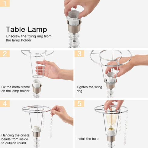 3 Dimmable Acaxin Crystal Table Lamps for Bedroom Nightstand - Touch Bedside Lamps with Two USB Charging Ports Silver