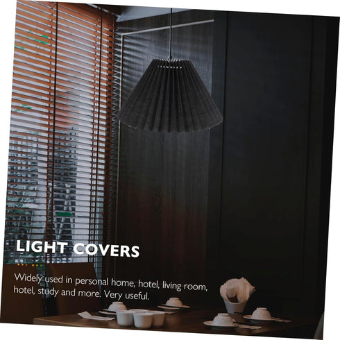 Housoutil Lamp Shade Protector Lamp Black Table Decor Cover Pleated Table s Shades Chandelier Wall Fabric Pleated Light