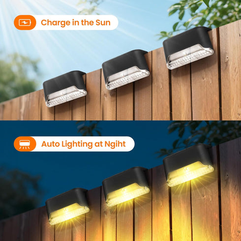 8 Pack (8) Solar Deck Lights, LED Waterproof Outdoor Lights for Stairs, Steps, Fence, Railing, Pathway