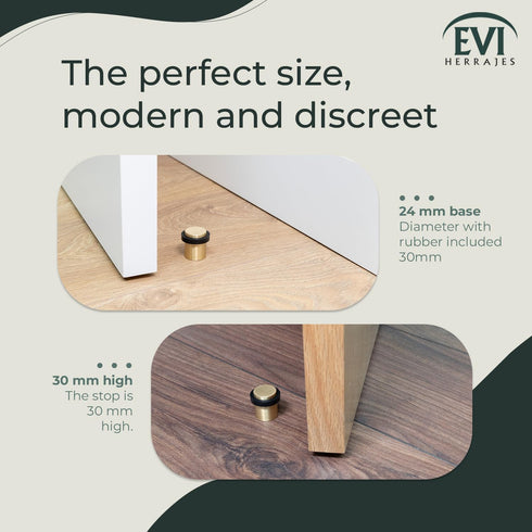 Door Stop Silicone Shock Absorber, Brass with Threaded Base, Includes Screw + Clamping Plug, EVI Hardware