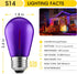 S14 Bulbs, 24Pack 1W Bulbs E26 Bulbs Meconard Purple and Orange LED Light Plastic Shatterproof Waterproof LED
