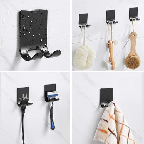(2 Pack) Razor Holder Shaver Hook Hanger Stand Caddy Self Adhesive Stick on Hook Heavy Duty Stainless Steel Phone
