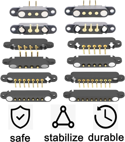 2 Pair Magnetic Bend Pogo Pin Connector: 2/3/4/5/7/8 Pin 2A Magnetic Connector Male+Female for DC Charge Power Socket