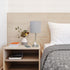 19.5" Oslo Contemporary Bedside Power Outlet Base Standard Metal Table Desk Lamp in Brushed Steel with Gray Drum Fabric