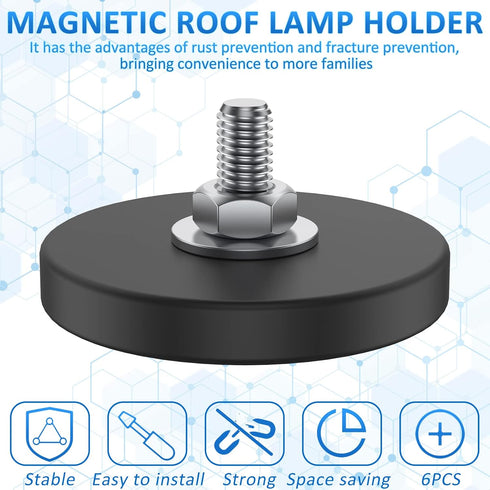 SHCJINGK 18 Pack 1.69 Inch M6 Rubber Coated Magnets Magnetic Base with Threaded Heavy Duty Rare Earth Round