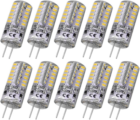 RAYHOO 10pcs G4 Base LED Light Bulbs Warm White 3000K 3 Watt Equivalent to 20W T3 Halogen, Non-dimmable