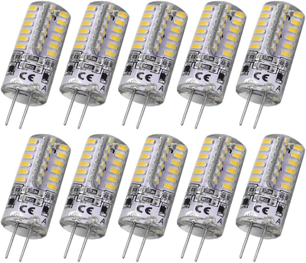 RAYHOO 10pcs G4 Base LED Light Bulbs Warm White 3000K 3 Watt Equivalent to 20W T3 Halogen, Non-dimmable