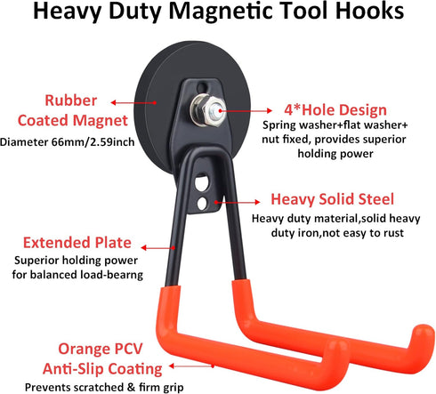 Organization,2 Pack ULIBERMAGNET Magnetic Power Tool Organizer,Cordless Drill Garage Hook Heavy Duty,Large & Strong