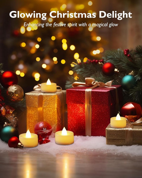 Homemory 12Pack Flameless LED Tea Lights Battery Operated, 200+ Hours Electric Fake Candles for Votive, Halloween,
