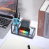 Hipiwe Glass Business Card Holder, Metal Pen Pencil Storage for Desk, Clear Business Card Display Organizer (Black)