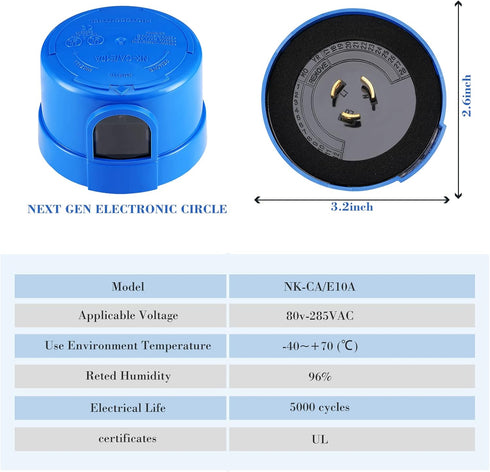 3pcs 120v 277v Flutesan Photocell Twist Lock Photocell Sensor Auto On/Off Switch Blue Light Switch Lock Dusk to Dawn
