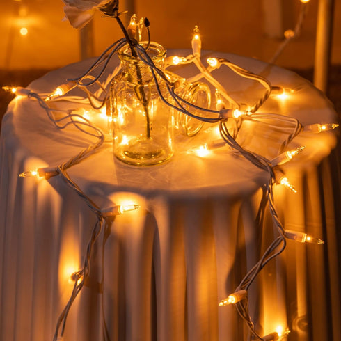 YULETIME 200 Clear Christmas Lights, 2 Strands of 21 ft 100 Count UL Certified Mini String Light (Clear - White Wire)