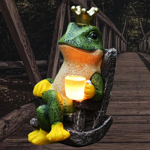 Miniature Frog Garden Statue | Solar Light Home Decor, Fairy Garden Accessories for Patio, Balcony, Yard, Lawn Bedroom